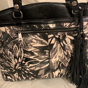 Patricia Nash Black and White Floral Poppy Tote